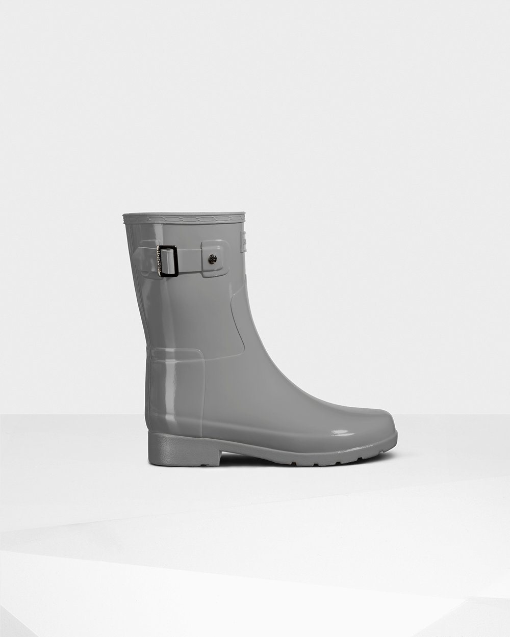 Hunter Refined Slim Fit Gloss Short Rain Boots - Online Shop Womens Grey - QIEGMW964